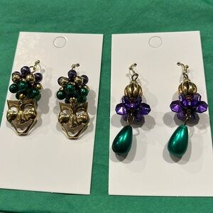 🌻 3/$15 2 pair Mardi Gras Earrings (w/bead bonus)